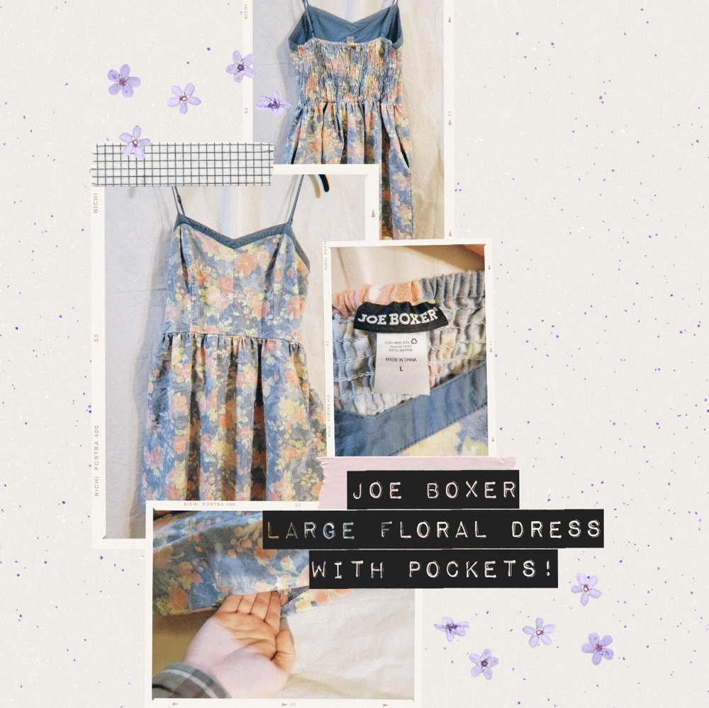 Joe boxer, floral dress, large, with pockets!